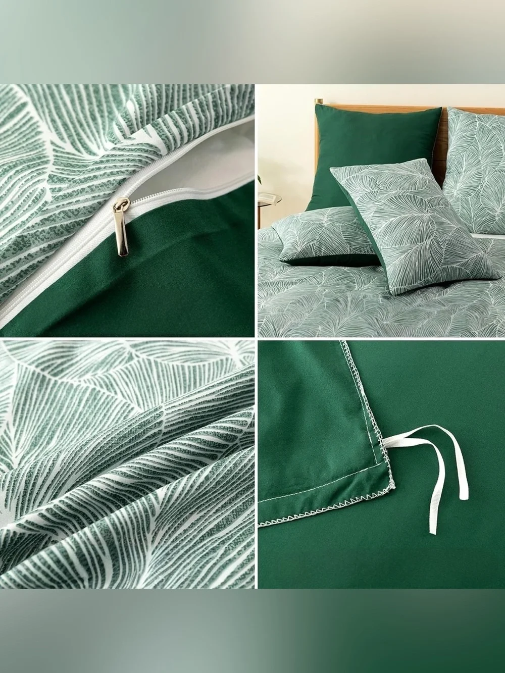 NEW Anthropologie Green Botanical Print Boho Queen King Bedding Duvet & Sham Set
